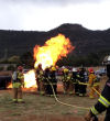 Glorieta Fire Volunteers training with propane tank fire.